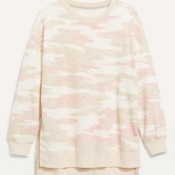 Old Navy | Oversized Vintage Tunic Sweatshirt | Pink Camo | Large - Picture 1 of 7